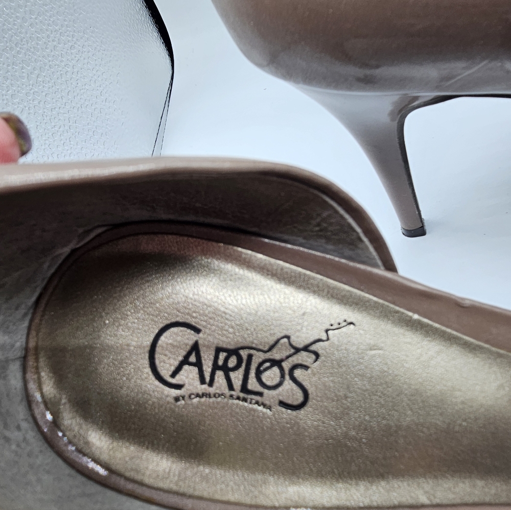 Carlos Santana "Pretty" Bronze Brown Ruffle Peep-Toe Heels - Picture 8 of 14